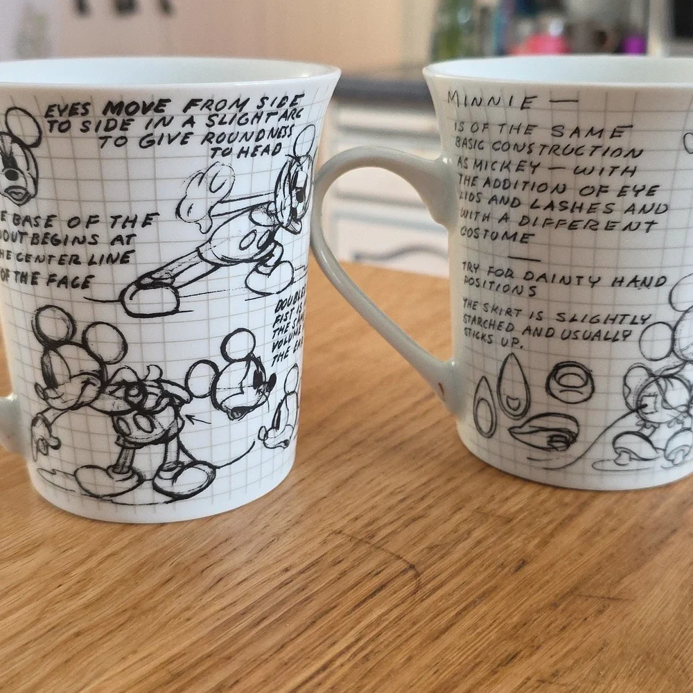 2008 Disney SKETCHBOOK MICKEY & MINNIE MOUSE MUG SET - Picture 4 of 7